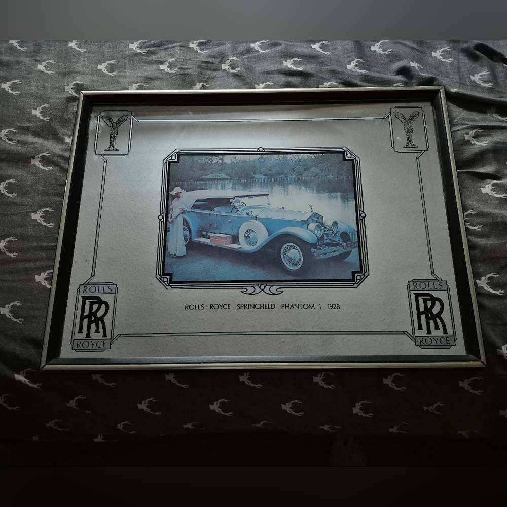 Vintage Framed Rolls Royce Art Mirror